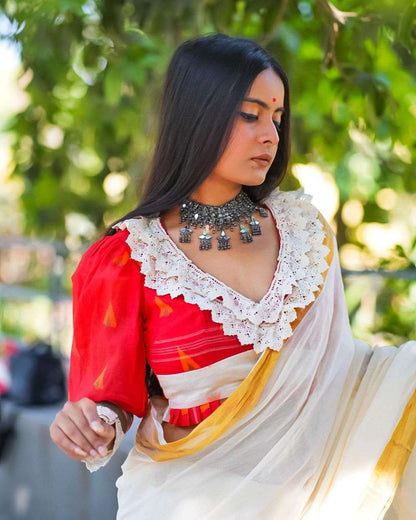 red puff sleeves blouse image