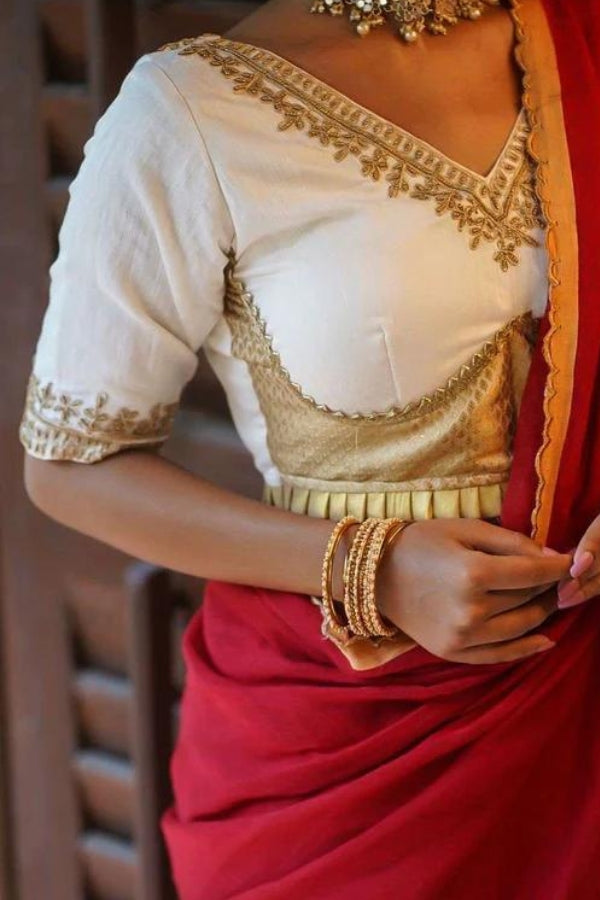 SUVARNA ( Off White Silk Blouse )