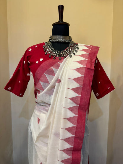 PUJOR SAREE Handwoven Jamdani