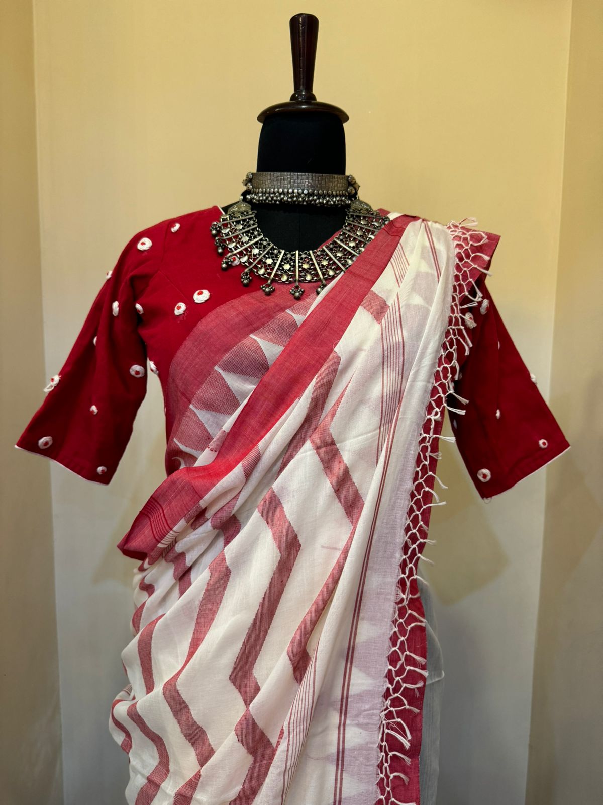 PUJOR SAREE Handwoven Jamdani