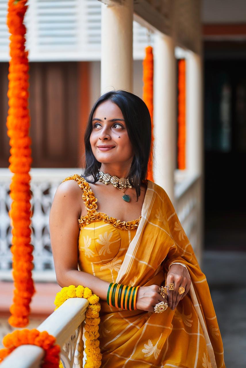 Sunshine in Jalgaon Handwoven Cotton Saree