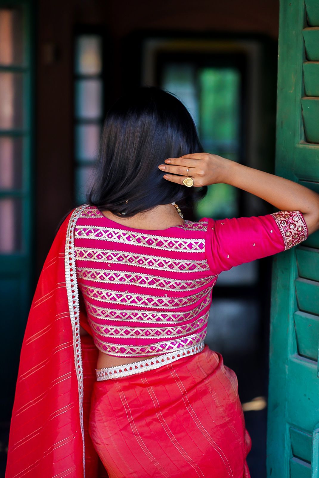 Nur Jahan In Red Saree