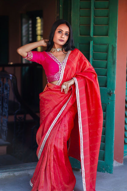 Nur Jahan In Red Saree