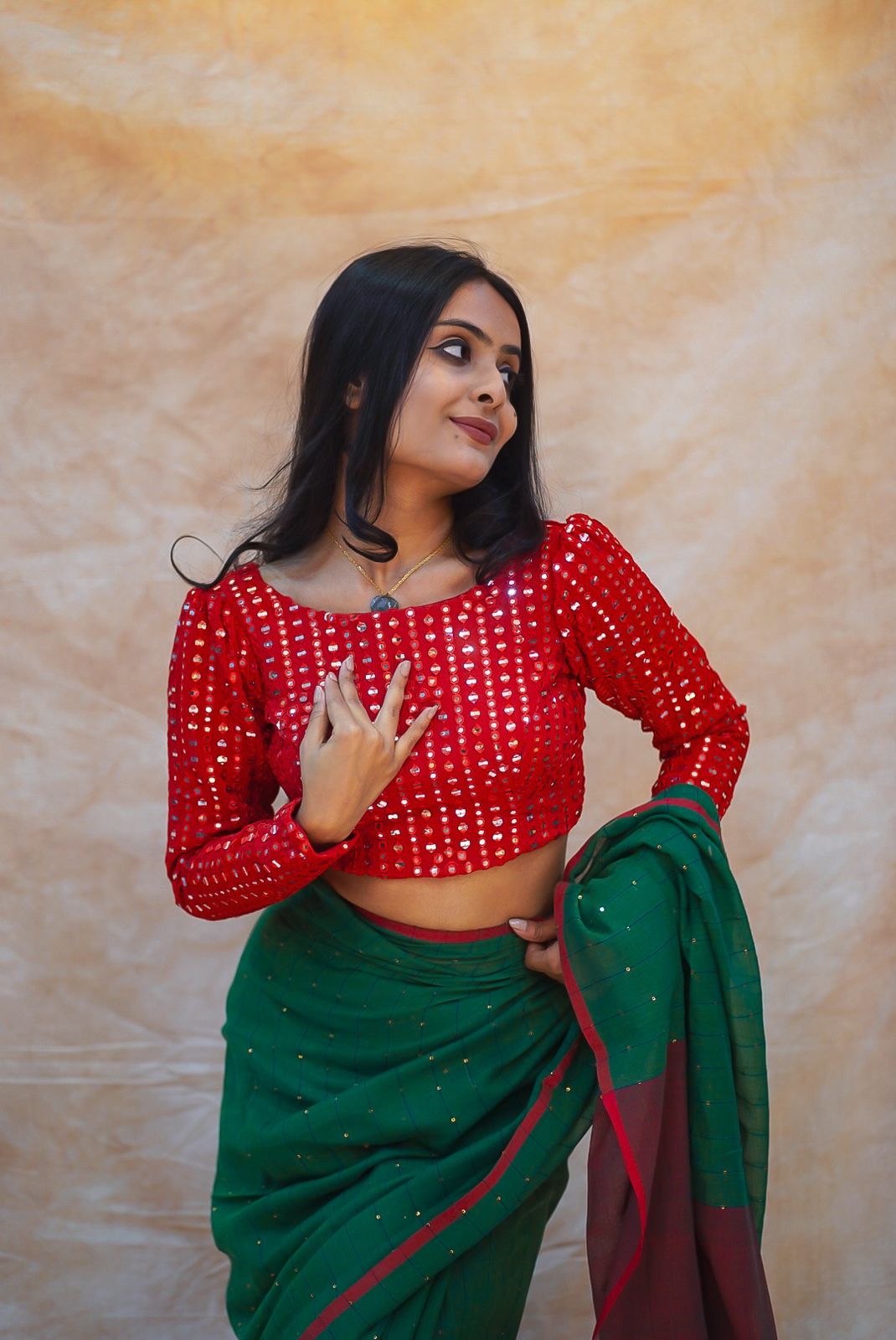 Sparkling Red Full Sleeves Blouse