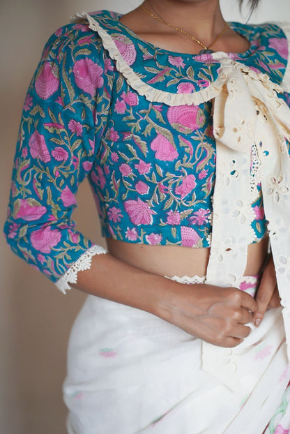 Floral The Beauty Block Print Cotton Blouse