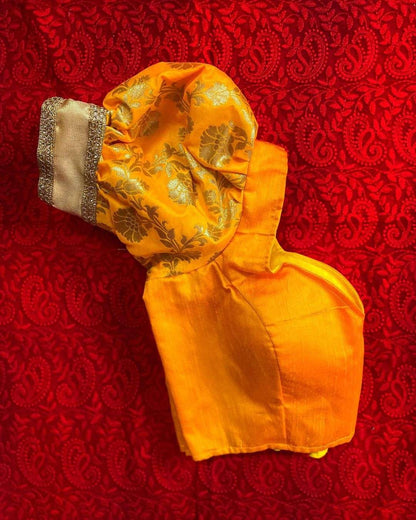 Yellow Rasm Puff Sleeves Blouse